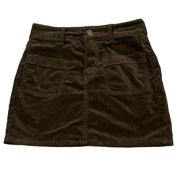 American Eagle Black Velvet Stretch Mini Skirt Size 00 - Picture 1 of 5